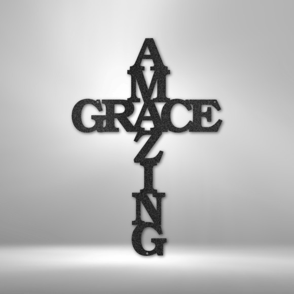 Scripture Sign Amazing Grace CrossSteel Sign Laser Cut Powder Coated Home &
